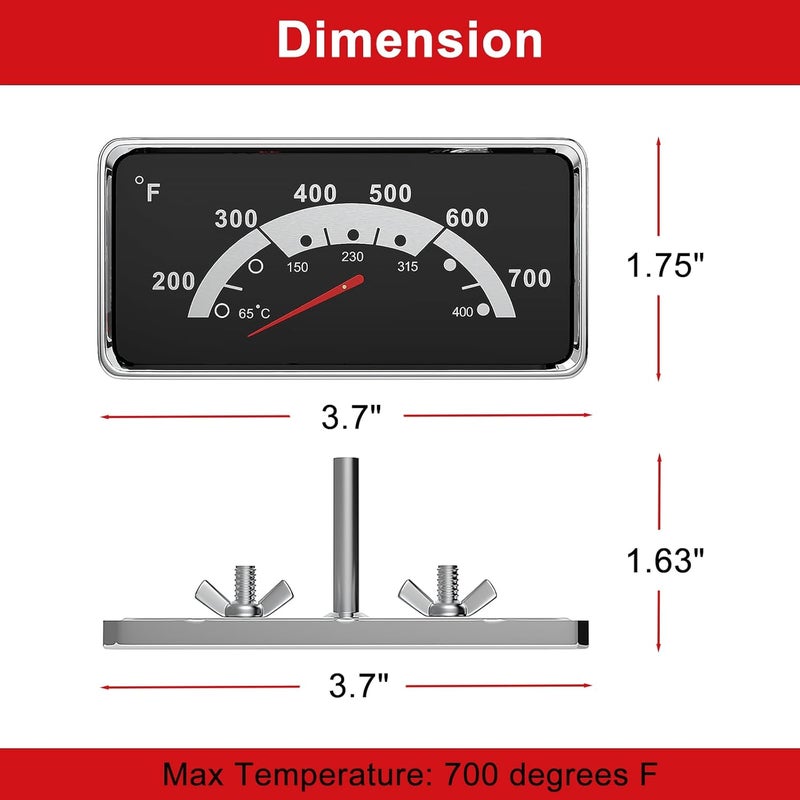 DELSbbq 3.6" Grill Thermometer for Nexgrill 720-0882A 720-0898 720-0830A, Accurate BBQ Temperature Gauge for Kenmore 148.23683310 119.16144210 148.23683310 146.23673310, Replacement for KitchenAid 720-0830A - Image 2